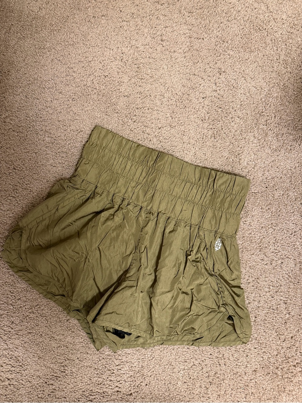 Free People Olive Green High-Waist Smocked Women's Shorts
